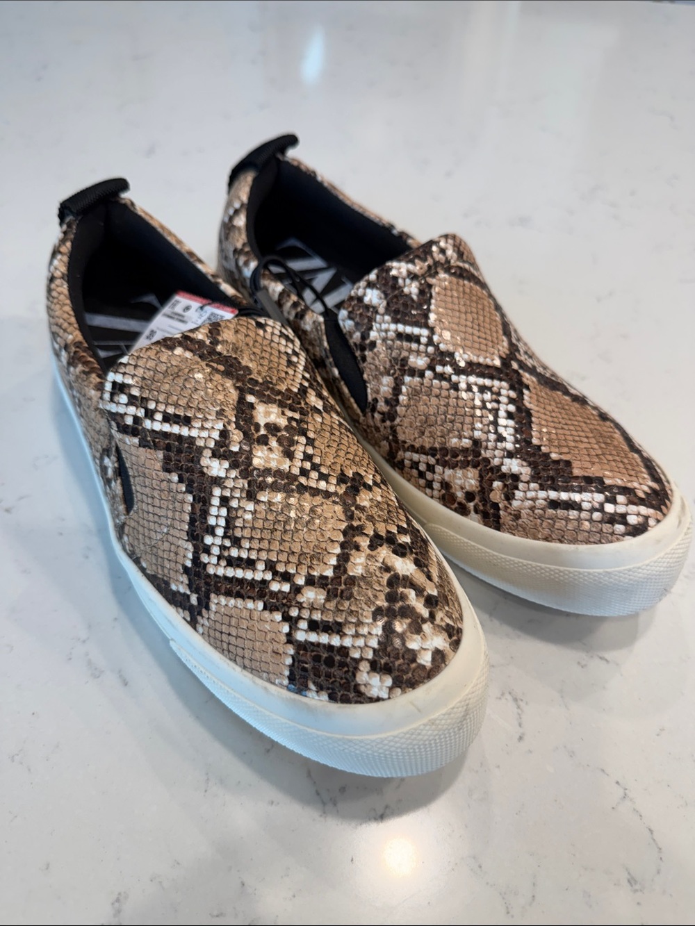 Zara Men's Snake-Print Slip-On Loafers in Tan and Black